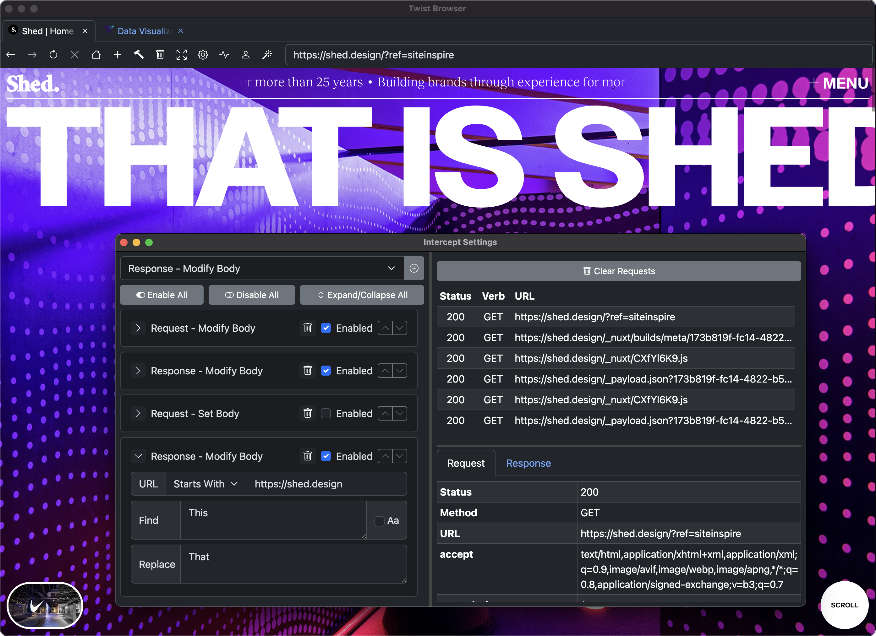 Twist browser preview